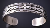 Vintage Silver Navajo Handmade Arrowheads Bracelet by M.E. Begaye 5K17K