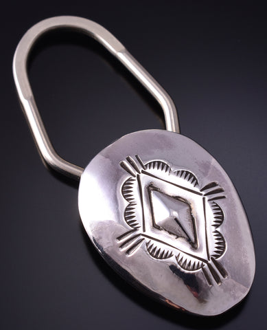 Silver Navajo Handstamped Concho Style Key Ring 5B14K