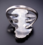 Size 6-1/2 - Four Coral Silver Feather Ring - Traditional Navajo 6J30H