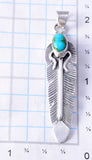 Silver & Sonoran Gold Turquoise Navajo Feather Pendant by June Delgarito 5L17Q
