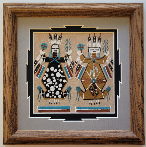 Navajo Sandpainting by Glen Nez - Father Sky/Mother Earth design - 6D01Y