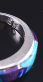 Size 8-1/2 Silver Multistone Navajo Inlay Ring by Evangeline David 5L25Q