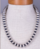24 inch Navajo Pearls Silver Bead Necklace by Bryannen Halwood 5L23M