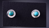 Silver & Turquoise Navajo Handmade Post Earrings 3H02Z