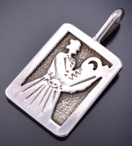 Reversible Silver Navajo Woman Child Canyon De Chelly Pendant Ravis Henry 6D20L