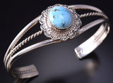 Silver & Golden Hills Turquoise Navajo Handmade Bracelet Thomas Francisco 5J18T