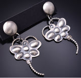 Silver Navajo Handstamped Butterfly Dangle Earrings by Gabrielle Yazzie 6D27N
