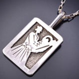 Reversible Silver Navajo Woman Child Canyon De Chelly Pendant Ravis Henry 6D20L
