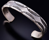 Silver Navajo Handmade Sunrise Men's Bracelet by Nora Tahe 5L20D