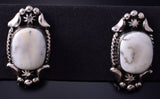 Silver & White Buffalo Turquoise Navajo Post Earrings by James Manygoats 5G28O
