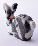 White and Black Marble Zuni Rabbit Fetish by Alvin Lamy - 5L09C