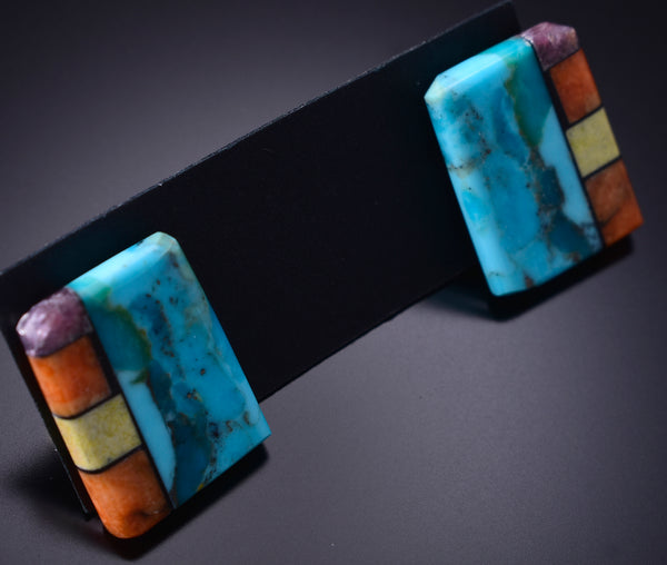 Santo Domingo Pueblo (Kewa) Turquoise Multistone Post Earrings Mary Tafoya 6D22A