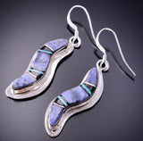 Silver & Charoite Multistone Navajo Inlay Flow Earrings by James Manygoats 4A29N