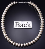 18" Silver Handmade 11mm Navajo Pearls Necklace by Louise Joe 6F22X