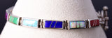 Vintage Silver & Turquoise Multistone Navajo Inlay Link Bracelet 5L17H