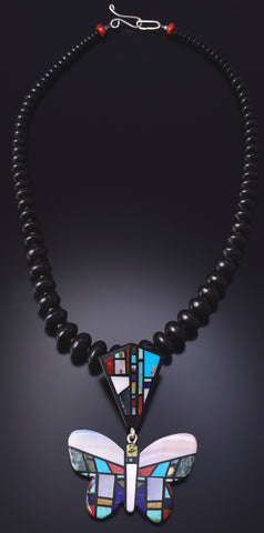 Multistone Santo Domingo (Kewa) Pueblo Butterfly Necklace by Chris Nieto 5J29J