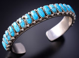 Silver & Kingman Turquoise Row Navajo Bracelet by Justina Wilson 6F17L