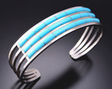 Silver & Kingman Turquoise Zuni Inlay Bracelet by Anson Wallace 3F05N