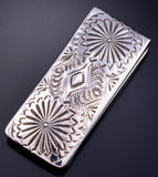 Silver Navajo Handstamped Concho Style Money Clip by Shirley Skeets 5L25J