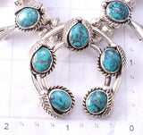 Petite Vintage Silver & Turquoise Navajo Squash Blossom Necklace 6H31R