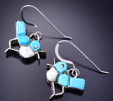 Silver & Turquoise & Mother of Pearl Zuni Inlay Birds Earrings by Stephen Lonjose 3J16U