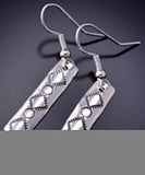 Silver Navajo Handstamped Earrings by Felicia Etsitty 6D20O
