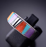 Size 6-1/2 Silver Multistone Navajo Inlay Ring by TSF 3L07T