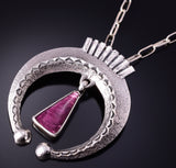 Silver & Sugilite Navajo Tufacast Squash Pendant by Gary Custer 4F23B