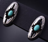 Silver & Turquoise Navajo Basket Design Earrings by Felix Perry 5G18E