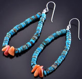 Silver & Kingman Turquoise Navajo Jacla Loop Earrings by Corraine Smith 6J30S