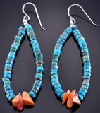 Silver & Kingman Turquoise Navajo Jacla Loop Earrings by Corraine Smith 6J30S