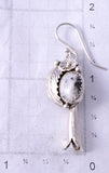 Silver White Buffalo Turquoise Navajo Squash Blossom Necklace/Earring Set 5G28V