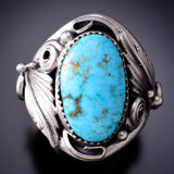 Size 13-3/4 Large Kingman Turquoise Men's Ring by Navajo Darell Morgan 6K22E