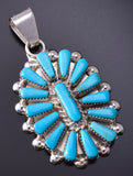 Silver & Turquoise Zuni Handmade Cluster Pendant by Vera Halusewa 5B19D