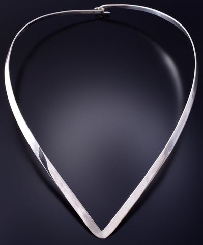 Silver Navajo Handmade V-Shaped Omega Necklace Bar 5L21S