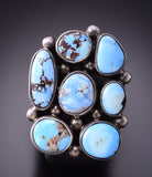 Size 7-3/4 Silver & Golden Hills Turquoise Cluster Navajo Ring by Tia Long 3F22E