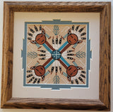 Navajo Sandpainting by Glen Nez - 4 Direction Sun Design - 6D02B