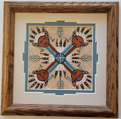 Navajo Sandpainting by Glen Nez - 4 Direction Sun Design - 6D02B