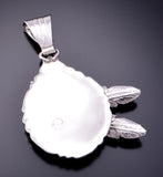 Silver & Turquoise Navajo Eagle & Feathers Pendant by Genevieve Francisco 3F05G