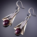 Purple Spiny Oyster Shell Navajo Squash Blossom Earrings - 6K02G