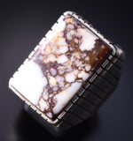 Size 9-1/4 Silver & Wild Horse Stone Navajo Mens Ring by Trevor Jack 5L13P