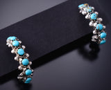 Silver & Turquoise Zuni Petit Point Half Hoop Earrings by Marlon Quam 6D20J