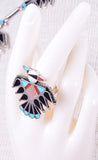 Zuni Inlay Thunderbird 3 piece Silver Necklace Set by Adrian Wallace 5L23D