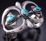 Navajo 3 Kingman Turquoise Stone Sandcast Bracelet by Eugene Gruber 6K28H