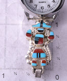 Silver & Turquoise Multistone Zuni Inlay Dancer Watch by Serena Johnson 5B19J