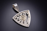 Vintage Petroglyph pendant Silver and 14k gold by Myron Panteah - 6K02Z