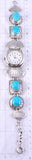 Vintage Silver & Turquoise Navajo Link Watch Bracelet w/ Watch - Ray Begay 5K22T
