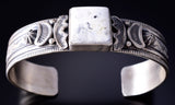 Silver & White Buffalo Turquoise Navajo Handmade Bracelet - Francis Yazzie 5L20L