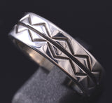 Size 12 Silver Navajomade Mountains & Valleys Ring by Erick Begay 6C02V