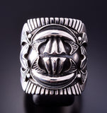 Size 12 Silver Navajo Handmade Concho Ring by Derrick Gordon 4A31M